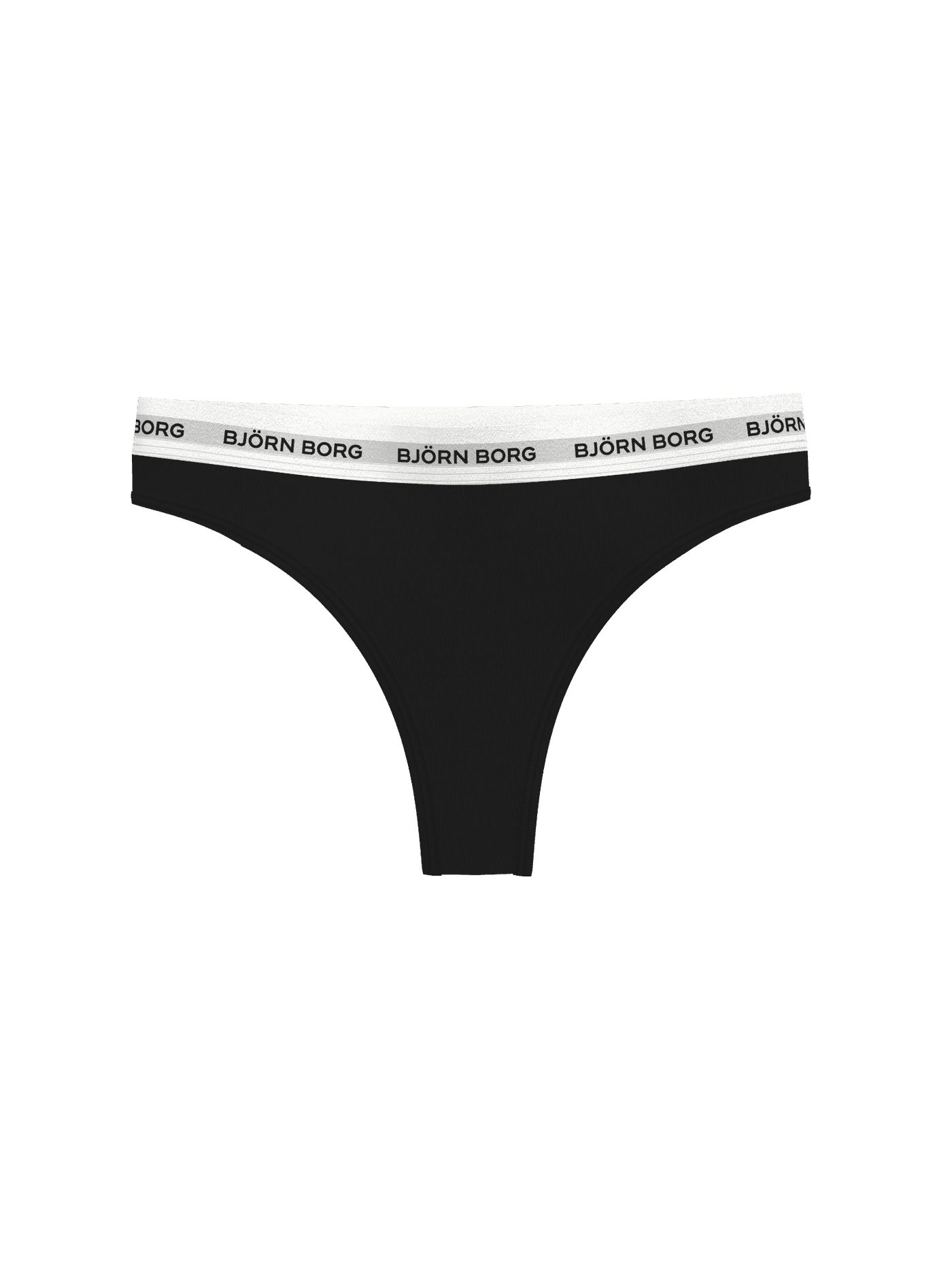 Zwarte Logo Thongs 3-pack van zacht katoen met halfhoge taille en zwart Björn Borg-logo op wit elastiek, vooraanzicht. - Image 2