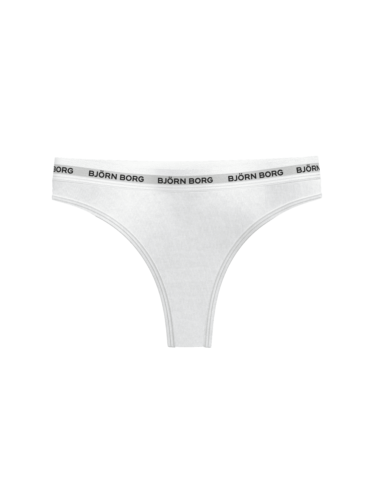 Witte Logo Thongs 3-pack van katoen voor dames met een zwarte logo-tailleband en comfortabele pasvorm, vooraanzicht. - Image 5