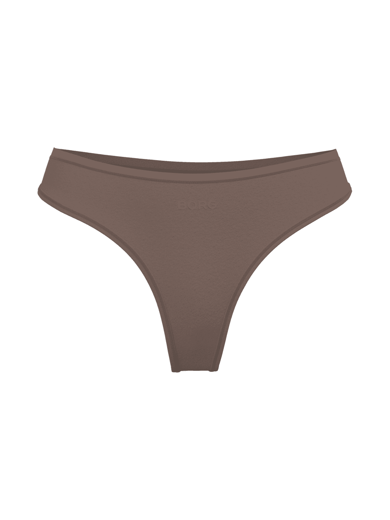 Front view of the brown Björn Borg Soft Touch Thong 1-pack, featuring a mid-rise fit and soft Lyocell TENCEL™ fabric. - Image 1