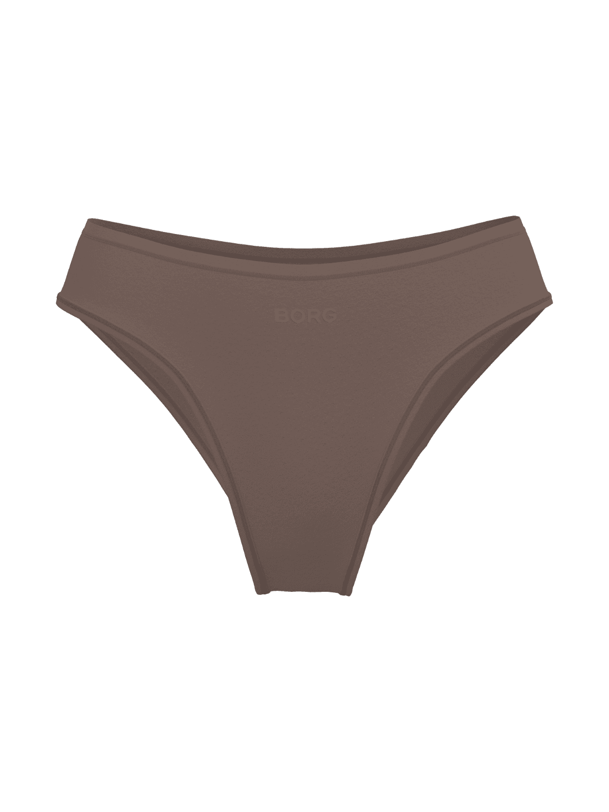 Front view of the Soft Touch Cheeky Brief 1-pack in brown, featuring a tonal logo and a flattering lyocell fit. - Image 1