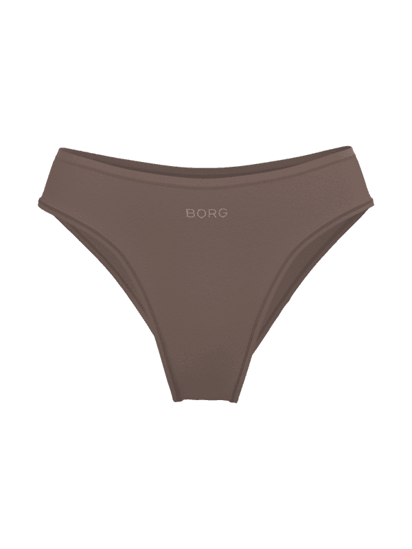 Vorderansicht des Soft Touch Cheeky Brief 1-pack in Braun aus weichem Lyocell mit tonalem Logo und schmeichelhafter Passform.
