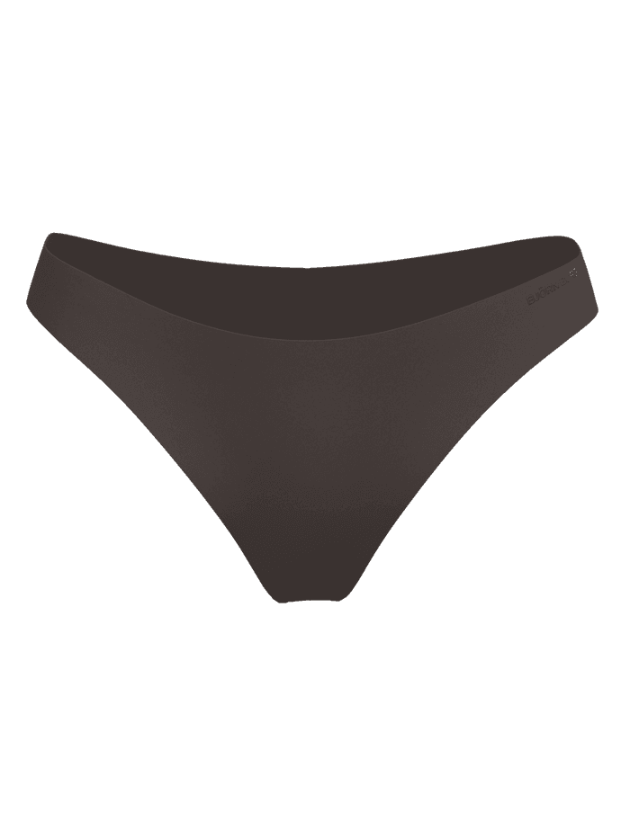 Bruine Invisible Briefs 3-pack met lasergefreesde randen, een naadloze halfhoge pasvorm en bruin logo, vooraanzicht. - Image 2