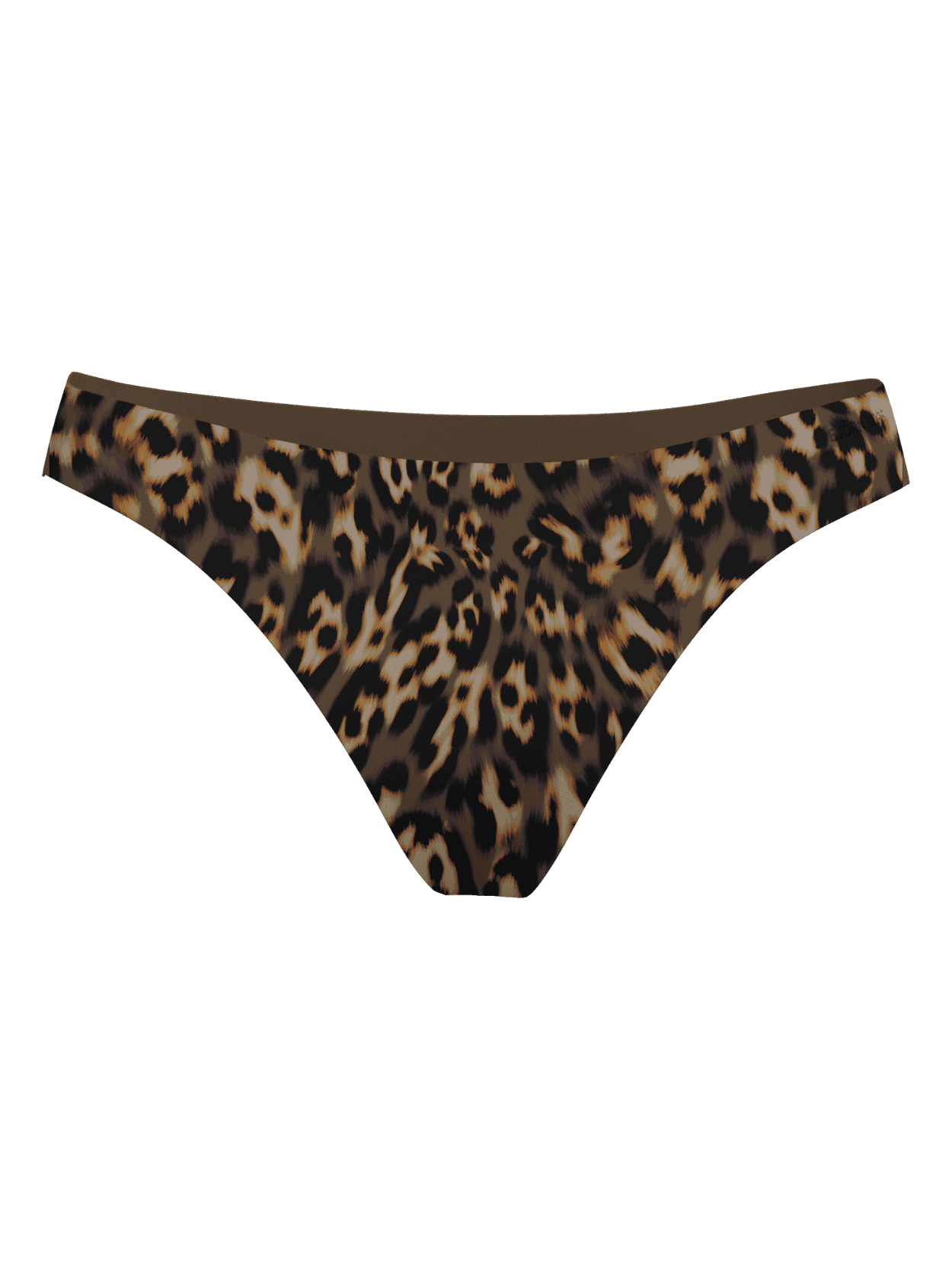 Invisible Thongs 3-pack in bruine luipaardprint met naadloze lasercut randen en zwart logo, vooraanzicht. - Image 4
