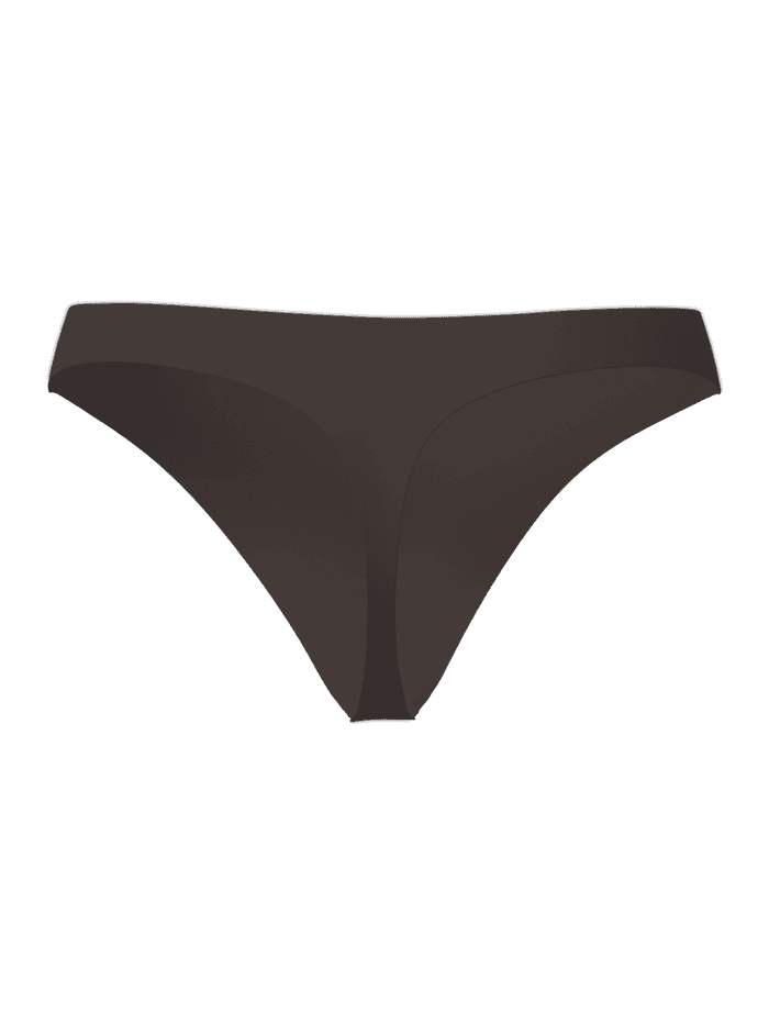 Invisible Thongs 3-pack in bruin met naadloze lasercut randen en een zachte pasvorm van microvezel, achteraanzicht. - Image 3