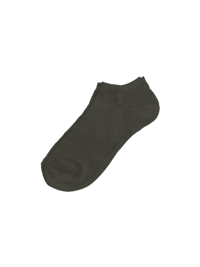 Essential Ankle Socks 3-pack in Grün aus weichem Baumwoll-Feinstrick mit gerippten Bündchen und schwarzem Logo unter dem Fuß. - Image 3