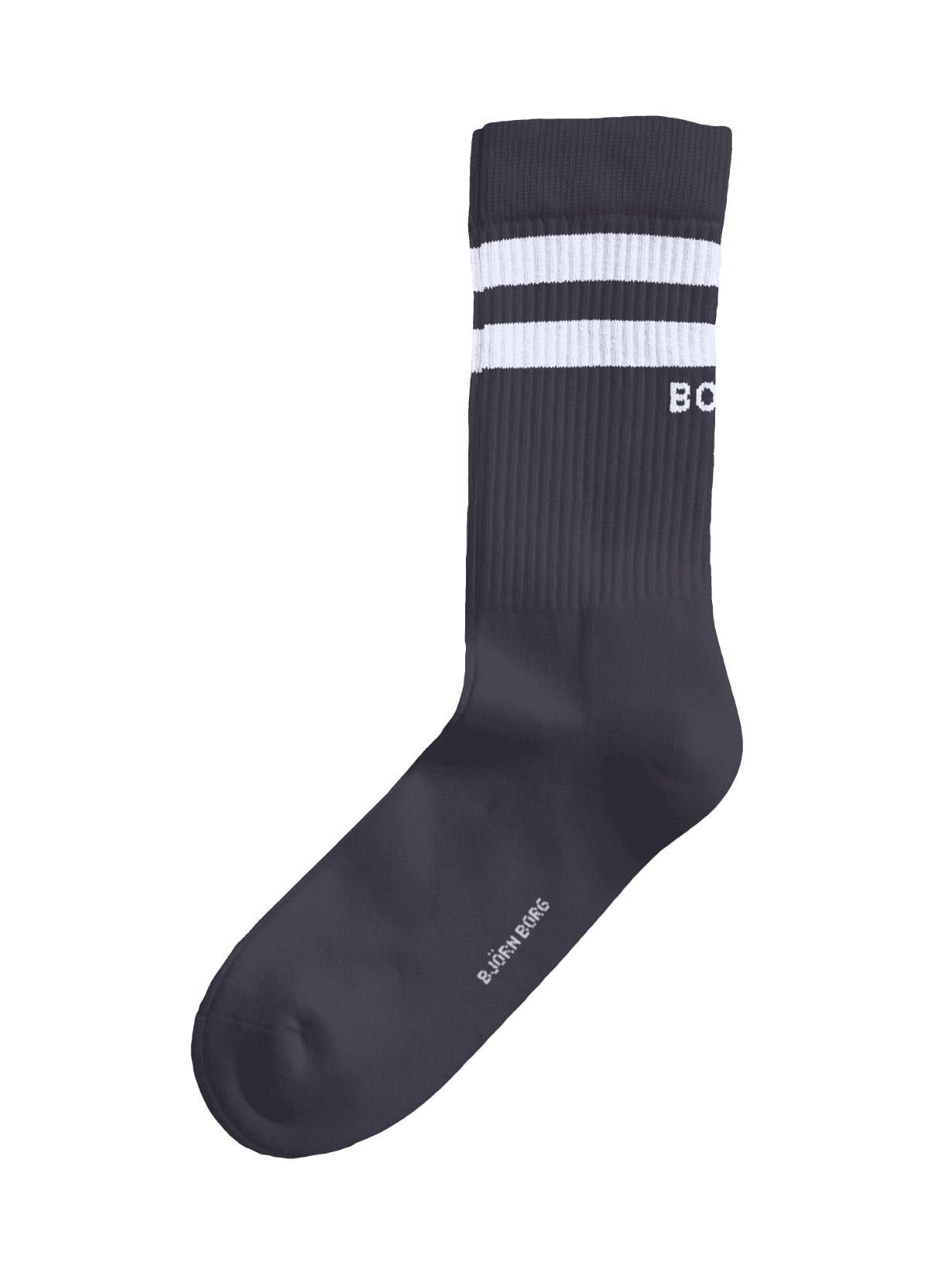 Grijze Classic Crew Socks 3-pack van een zachte katoenmix met witte strepen en een wit BORG-logo voor tennis en training. - Image 2