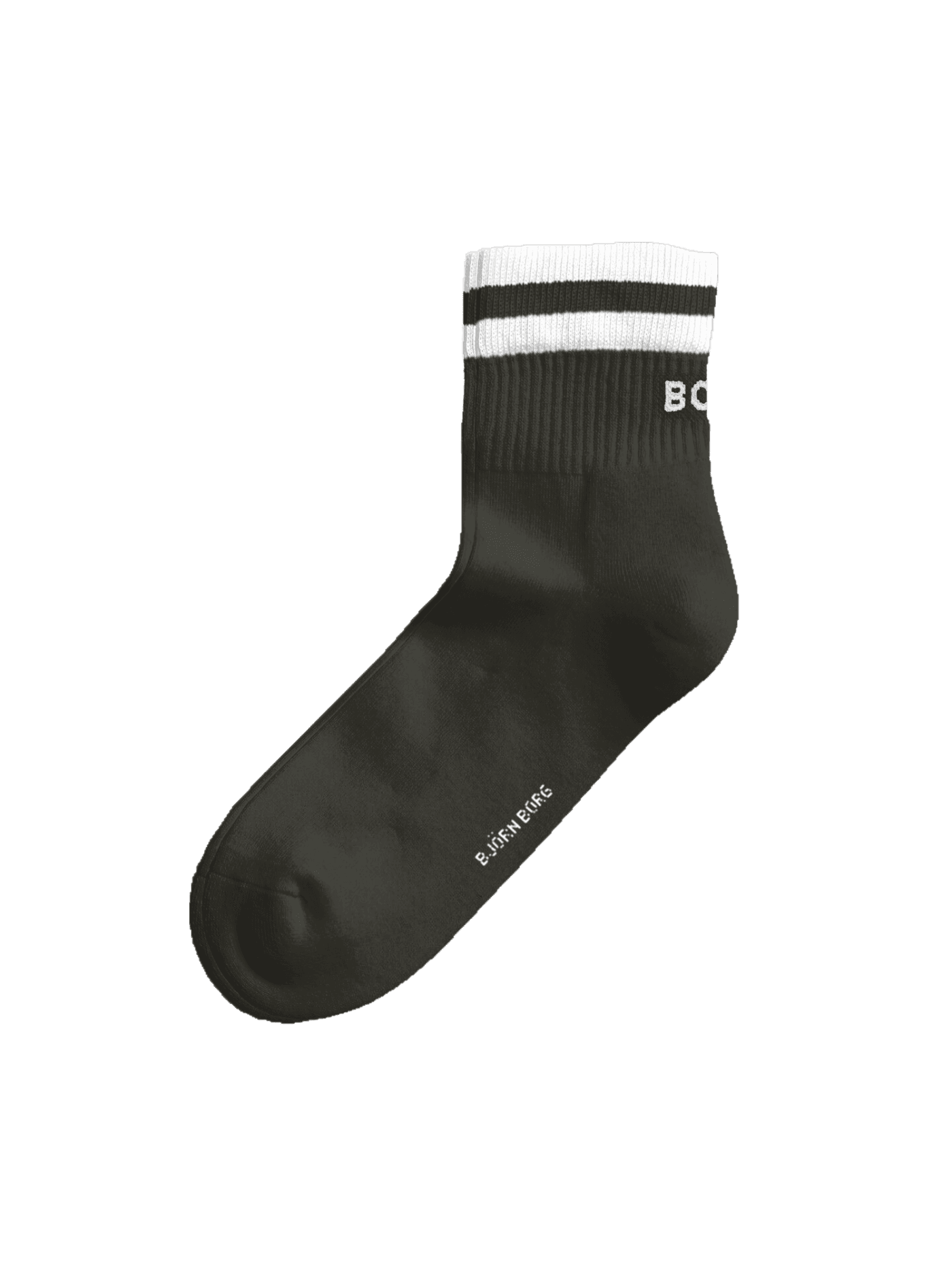 Green Björn Borg Classic Mid Ankle Socks 3-pack in a soft cotton blend with white stripes and a white logo. - Image 2