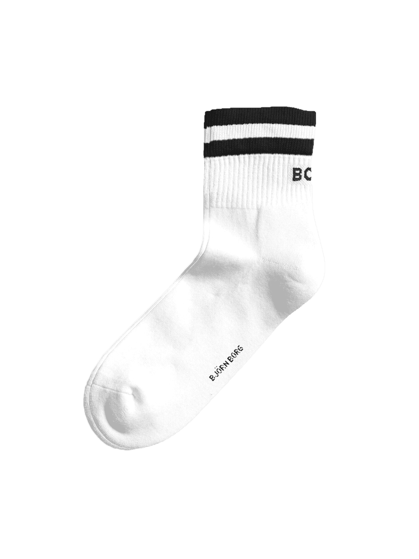 White Björn Borg Classic Mid Ankle Socks 3-pack in a soft cotton blend with black stripes, ideal for tennis training. - Image 4