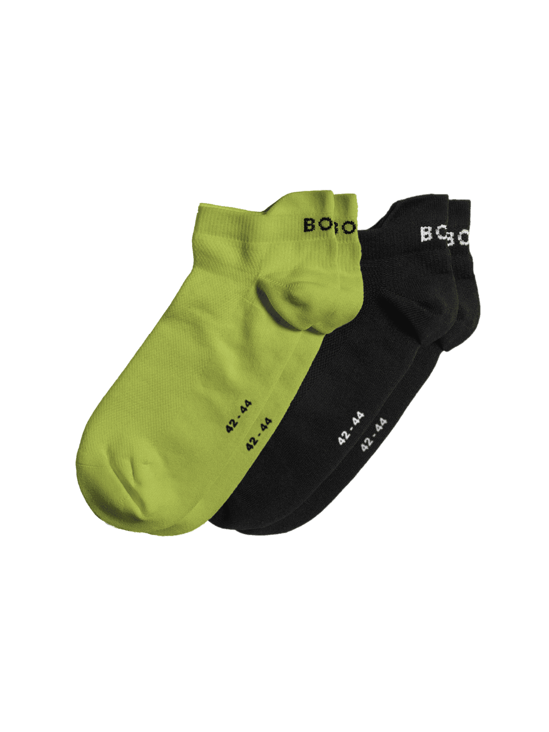 Sports Ankle Socks 2-pack in black and green featuring mesh detailing and black and white BORG logos for training. - Image 1