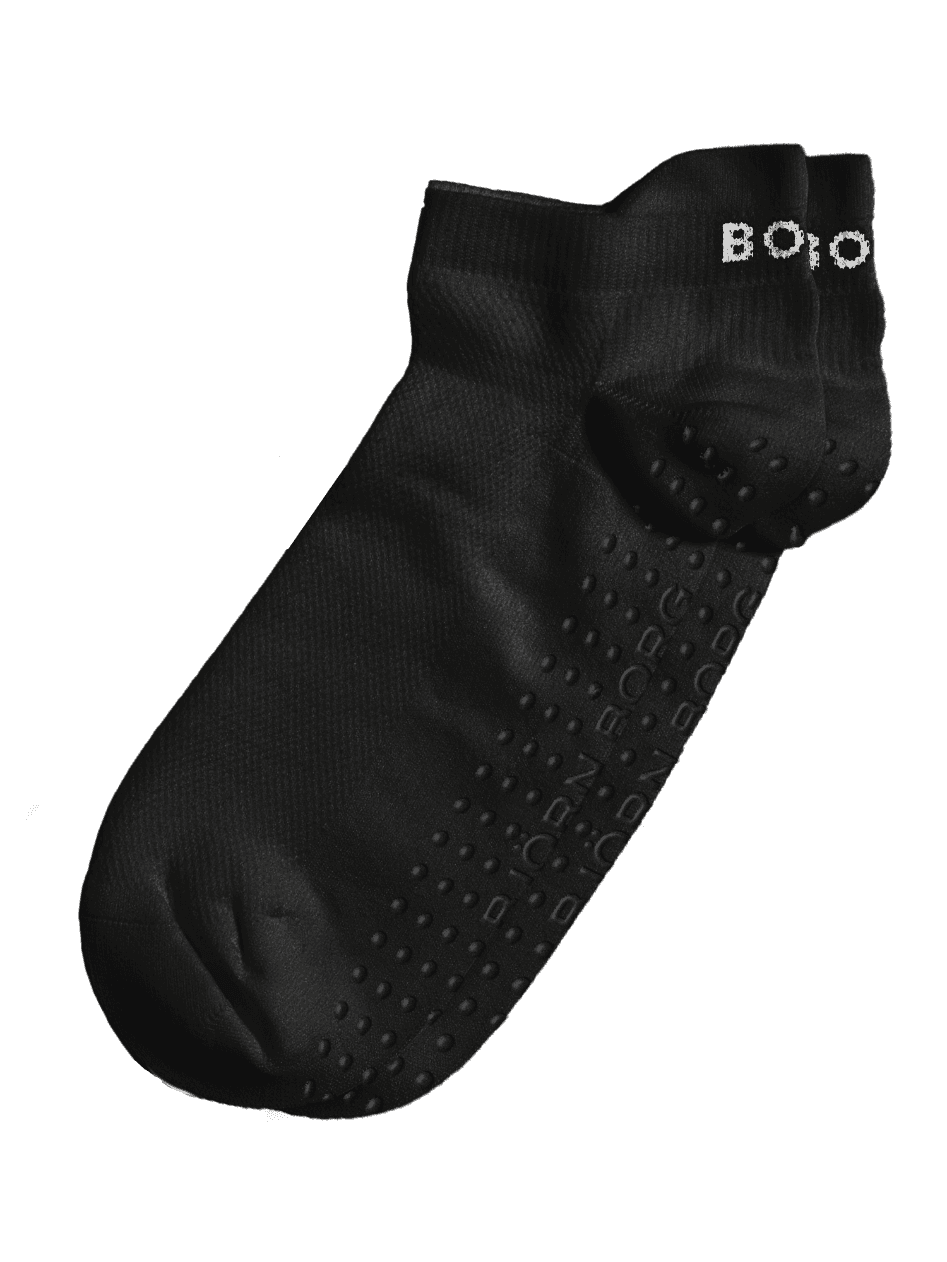Svarta Sports Ankle Socks 2-pack för träning och löpning med vit BORG-logotyp och ventilerande meshöverdel. - Image 3
