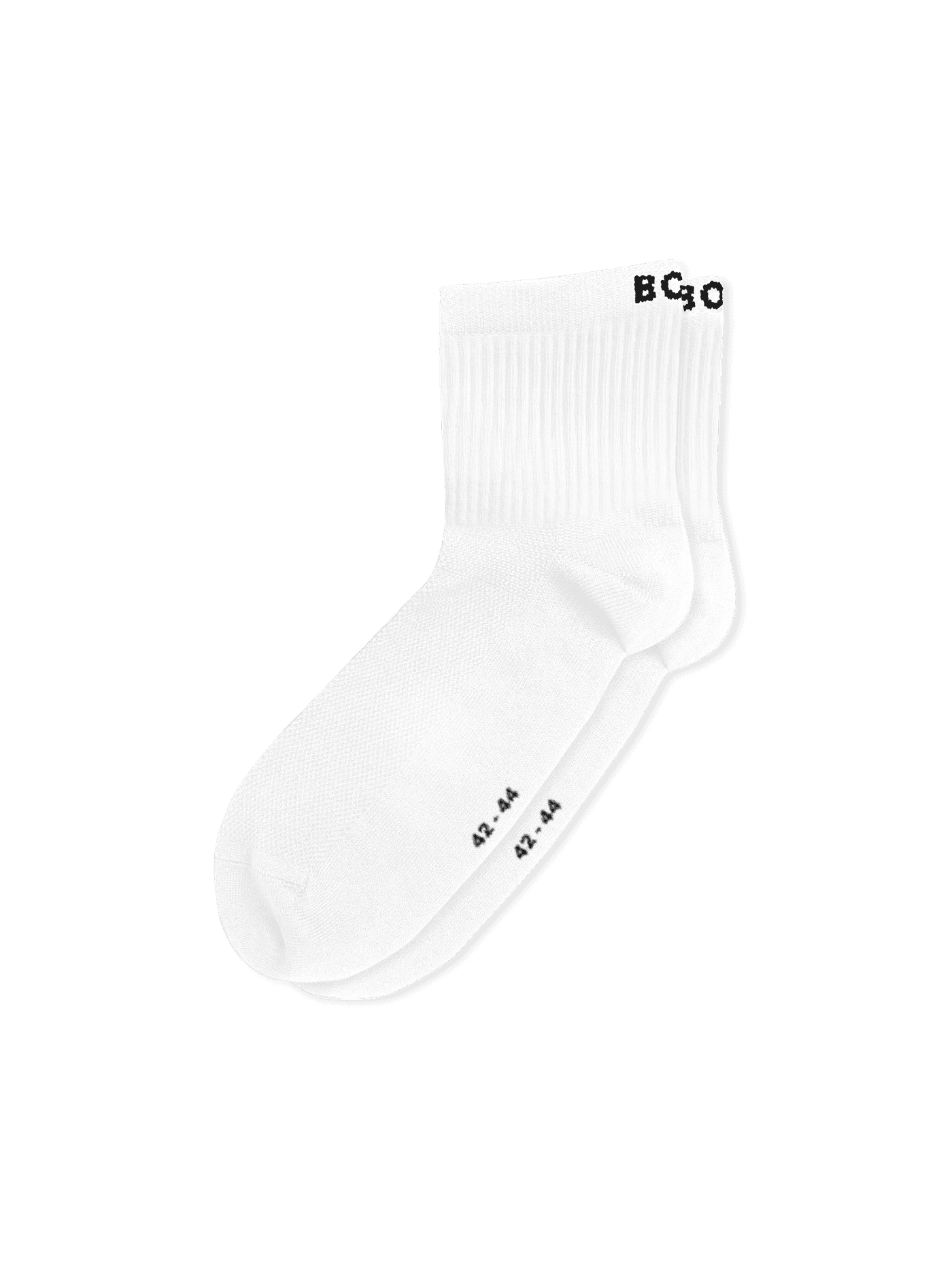 Vue de profil des Sports Socks 3-pack blancs pour le training et le running avec dessus mesh et logo noir. - Image 3