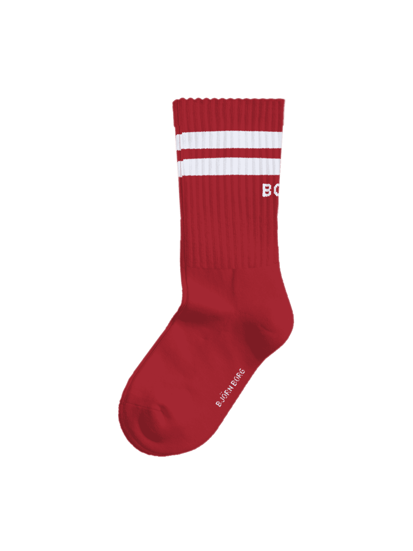 Red and white Björn Borg Classic Crew Socks 3-pack for kids in a cotton blend with a white logo for a secure, stylish fit. - Image 3