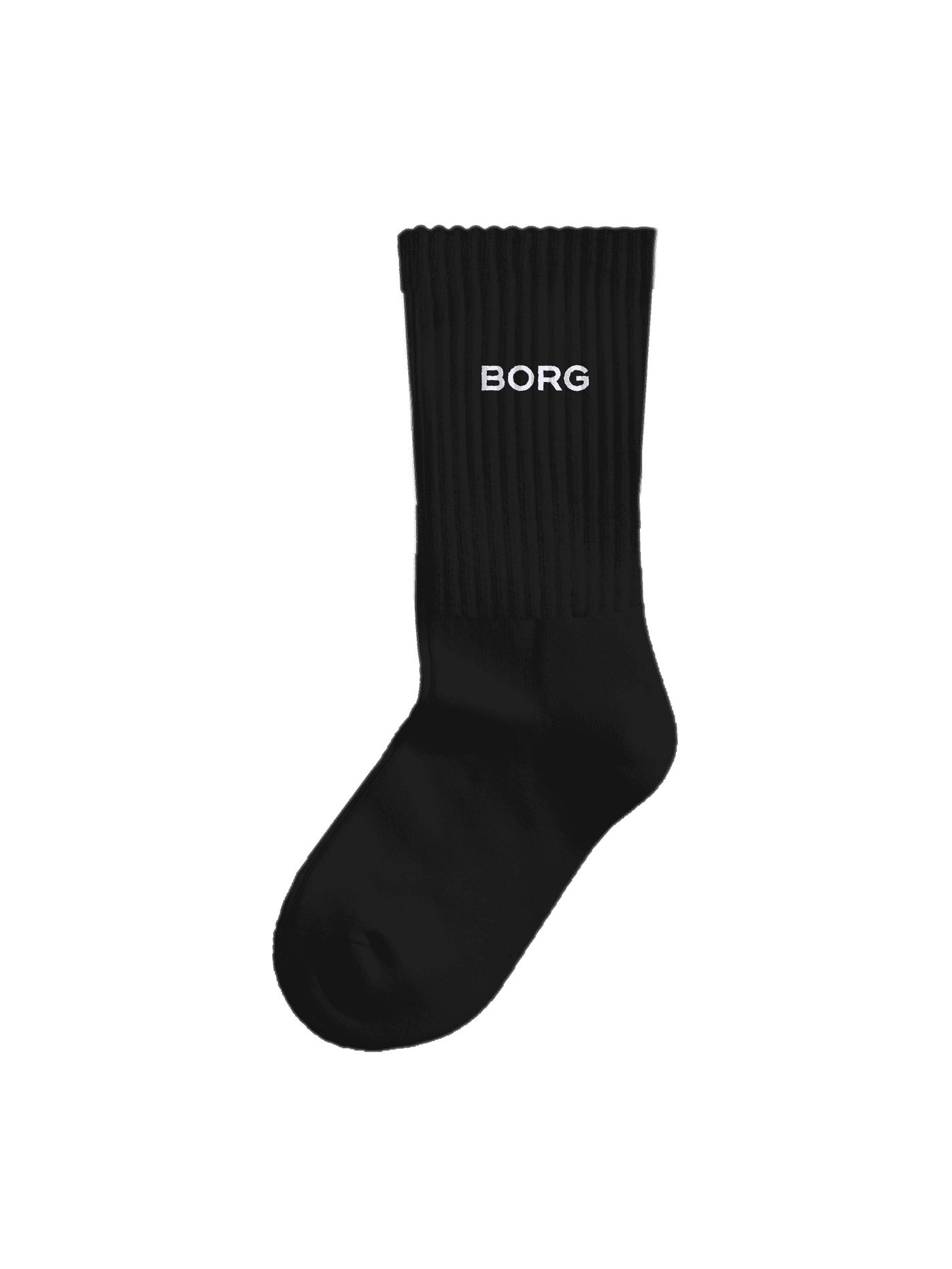 Essential Crew Socks 3-pack für kids in Schwarz aus Baumwollmischung mit weißem BORG-Logo und gerippten Bündchen. - Image 2