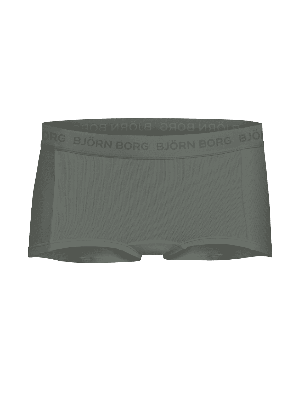 Front view of the kids' Green Cotton Stretch Boxer Shorts 3-pack in soft cotton with a grey logo waistband for comfort. - Image 4