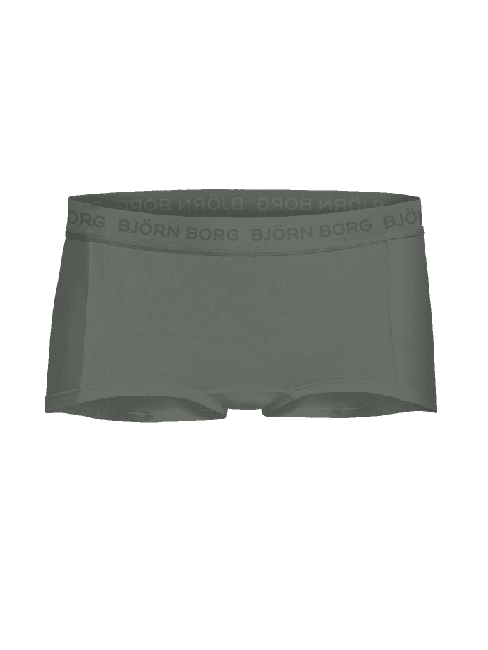 Vooraanzicht van de kids' Cotton Stretch Boxer Shorts 3-pack in groen van zacht katoen met een grijze logo-tailleband. - Image 4