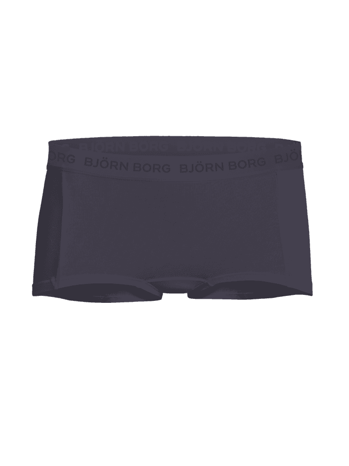 Vooraanzicht van de Björn Borg Cotton Stretch Boxer Shorts 3-pack voor kids in Grijs met een elastische logotailleband. - Image 2