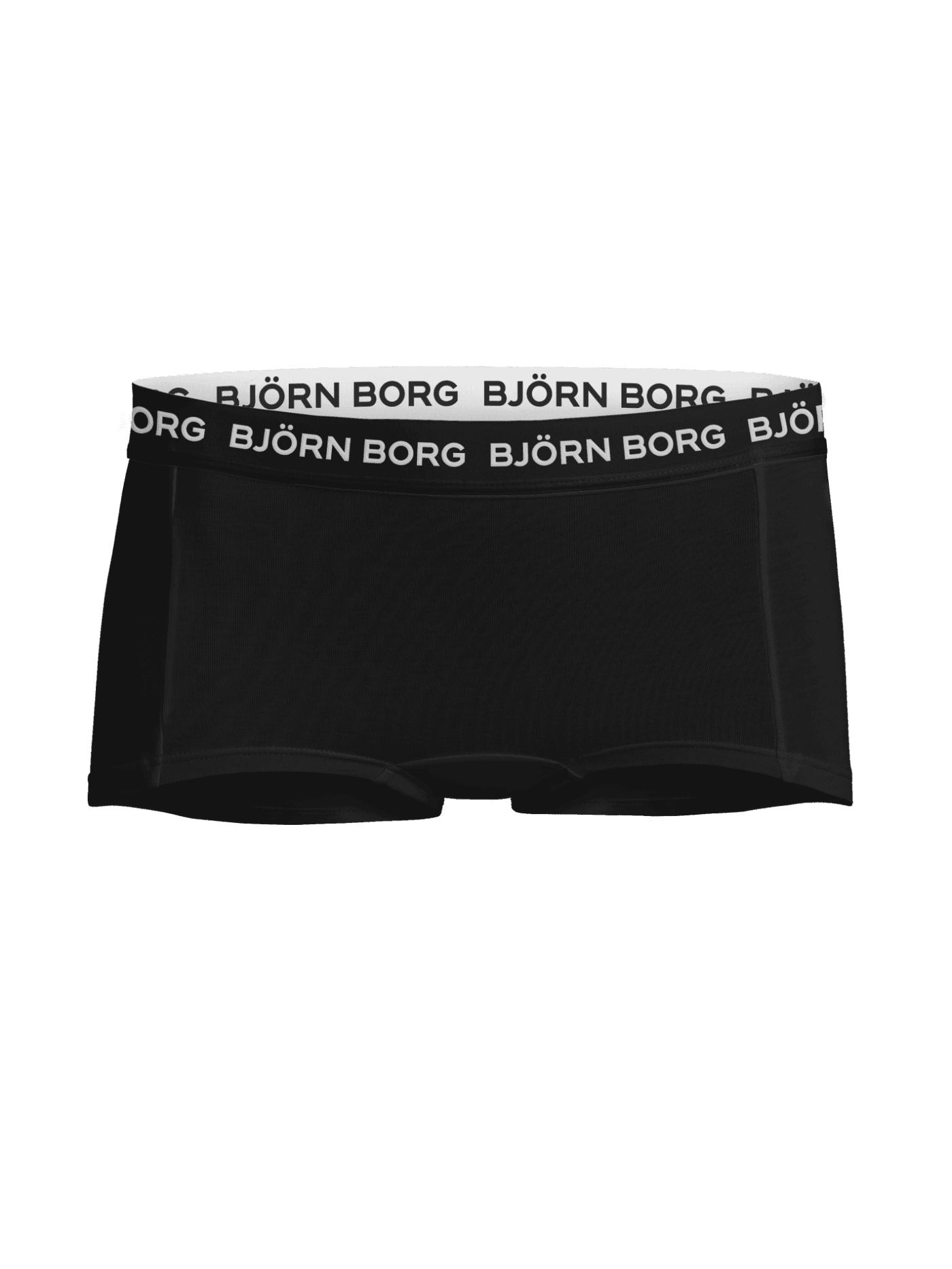 Vista frontal del Cotton Stretch Boxer Shorts 5-pack negro para kids con cinturilla elástica suave y logo blanco. - Image 2