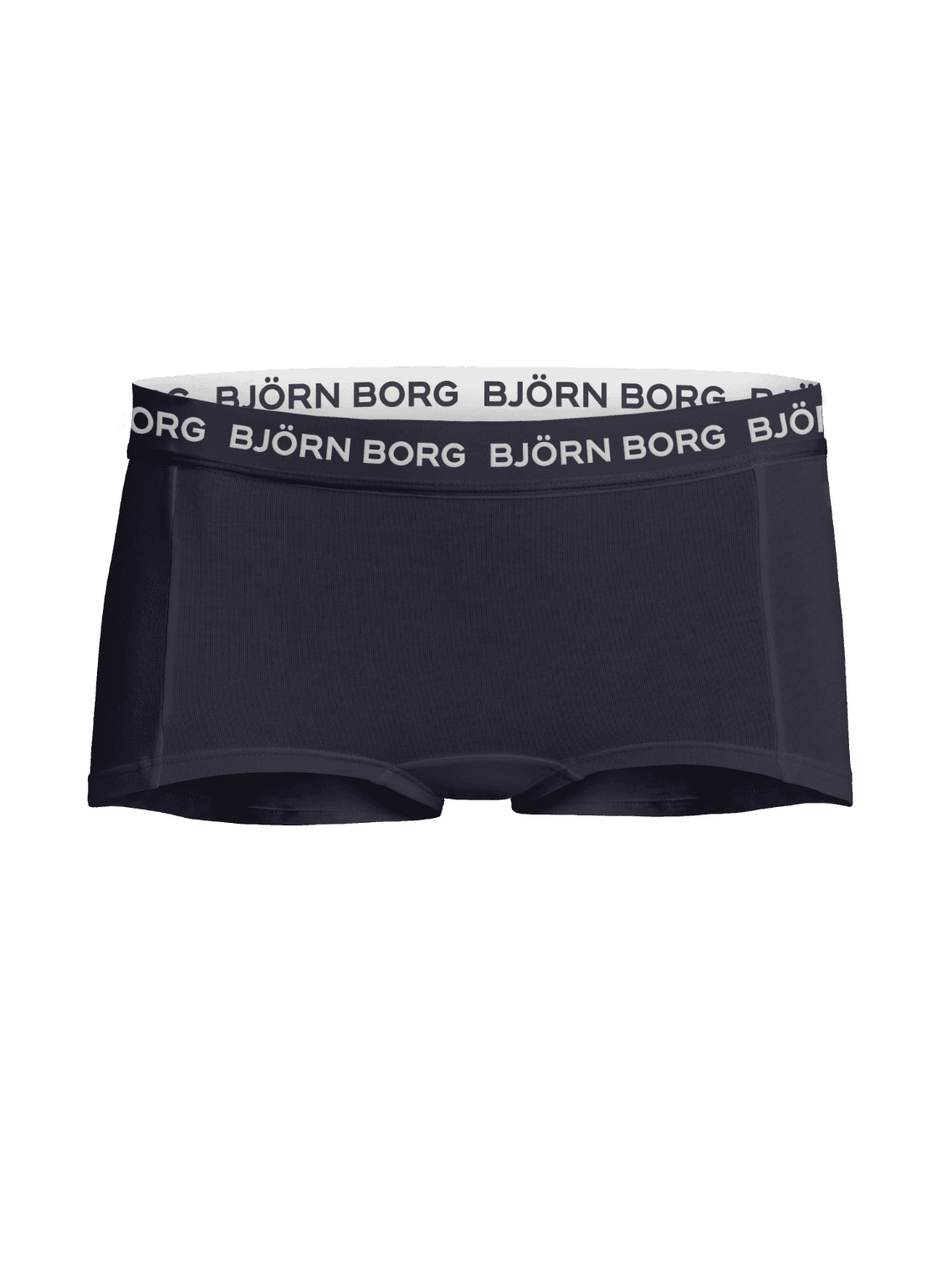 Vista frontal de Cotton Stretch Boxer Shorts 5-pack para kids en azul marino de algodón elástico con logo blanco. - Image 3