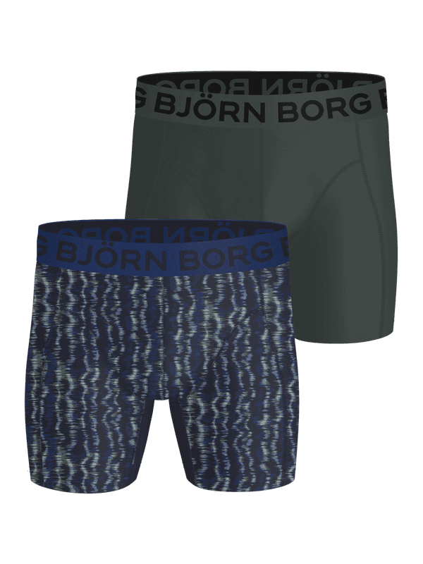 Sports Lightweight Boxers 2-pack pour enfants verts et imprimés pour l'entraînement avec logos noir et bleu marine.