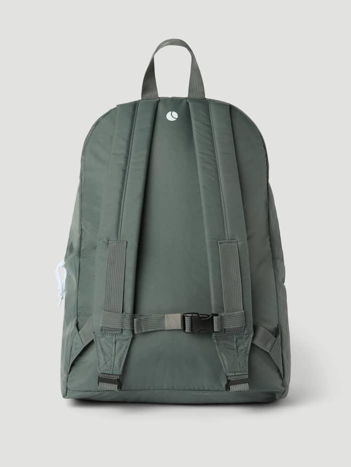 Back view of the Borg Logo Backpack 27L in Balsam Green (Green), featuring a white logo and recycled polyester fabric. - Image 2