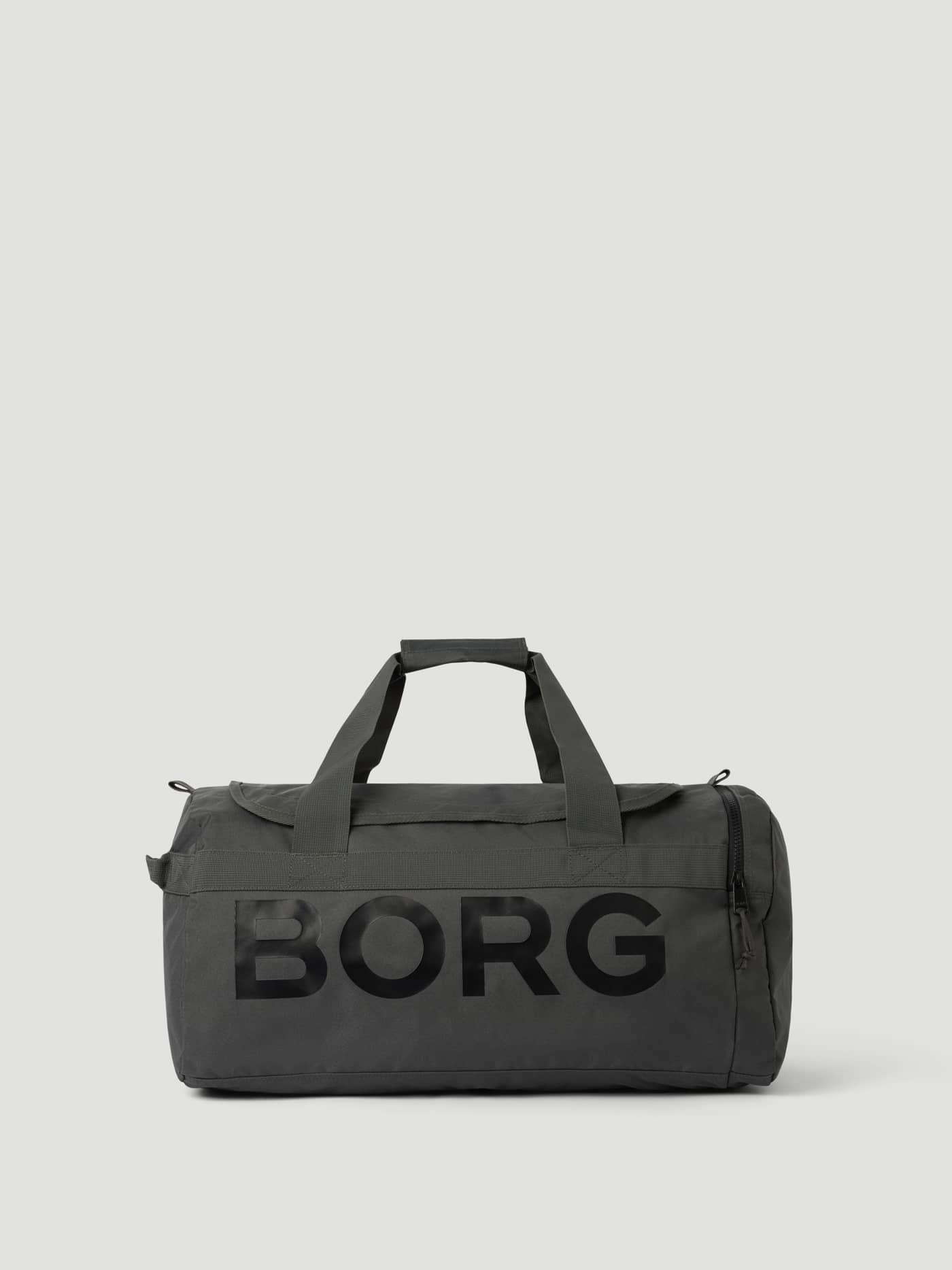 Front view of the Borg Logo Sports Bag 40L in Forest Night (Green) with a bold black logo, ideal for training. - Image 1