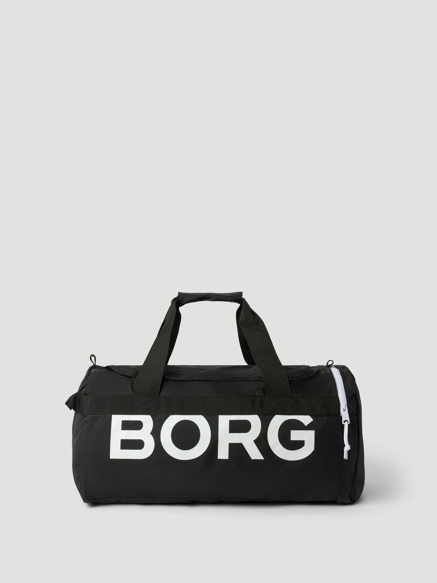 Borg Logo Sports Bag 42L in Black Beauty (Zwart) met een groot wit logo voor training en reizen. - Image 1
