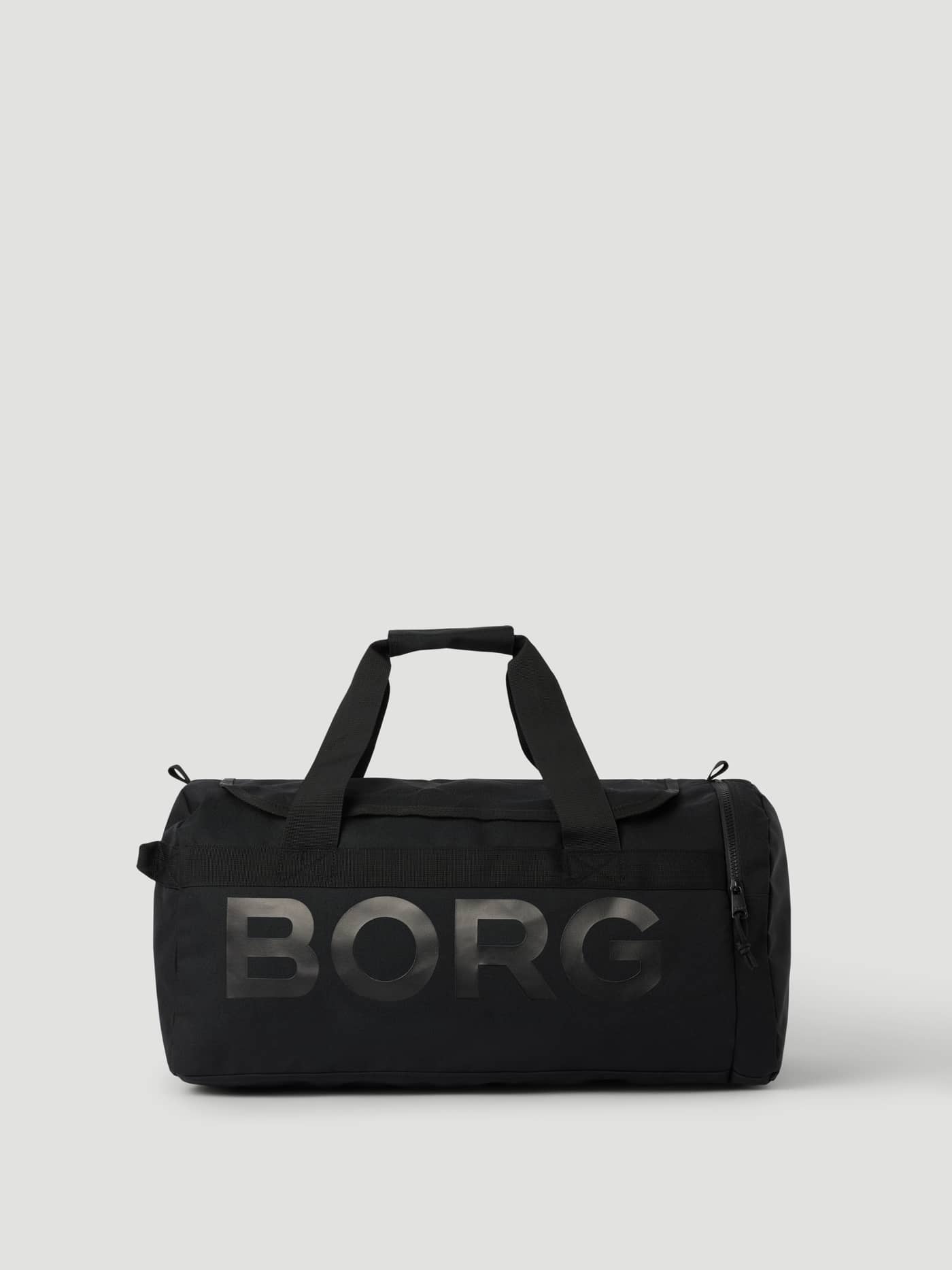 Front view of the Borg Logo Sports Bag 40L in Black Beauty (Black) featuring a tonal black logo for training sessions. - Image 1