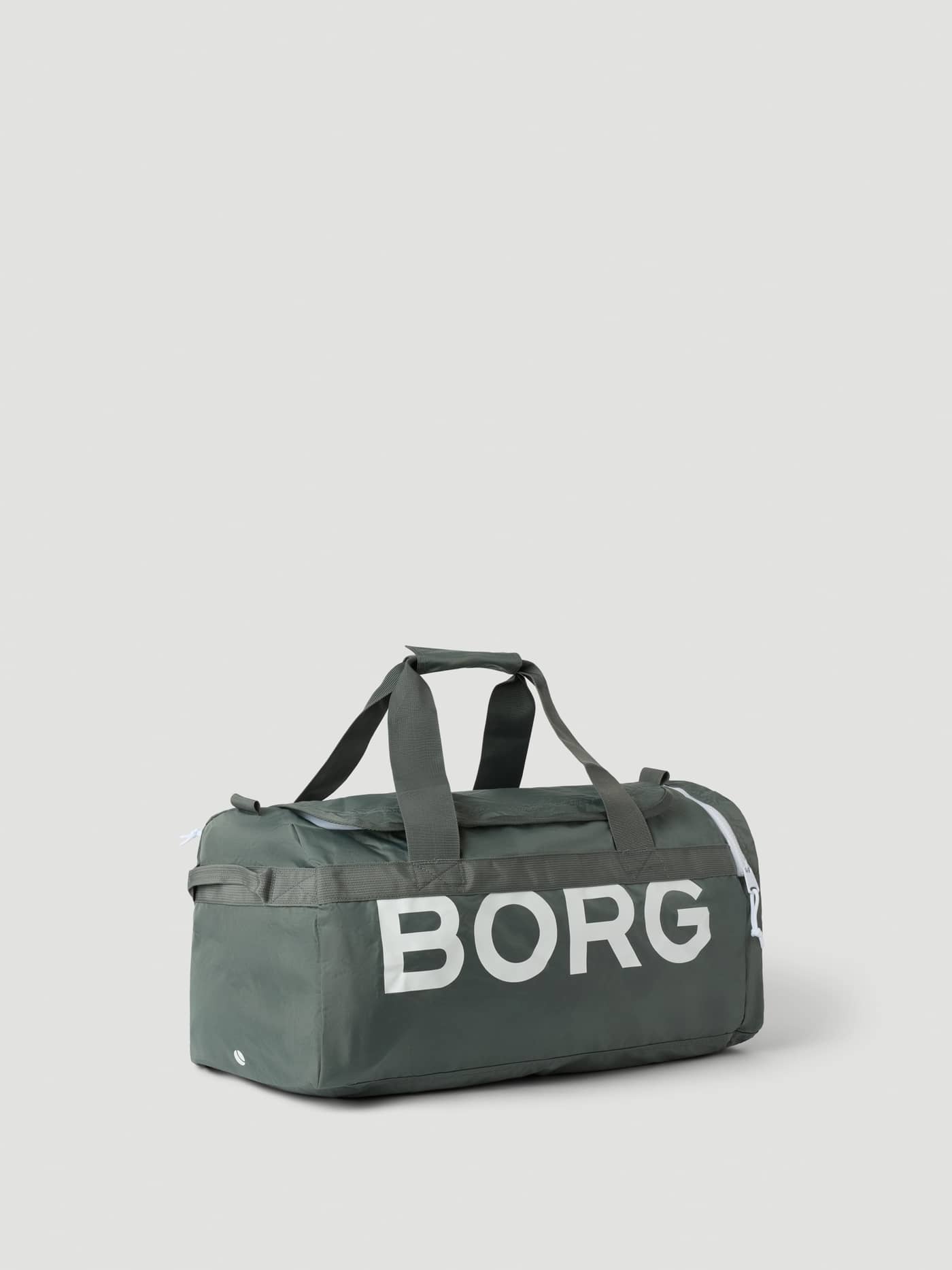Front view of the Borg Logo Sports Bag 42L in Balsam Green (Green) with a large white logo for training. - Image 2