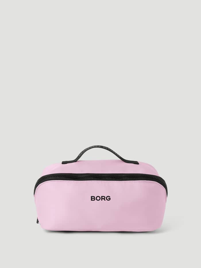 Borg Classic Wash Bag in Pink Lady (Pink) for training, featuring a black logo and functional top handle.