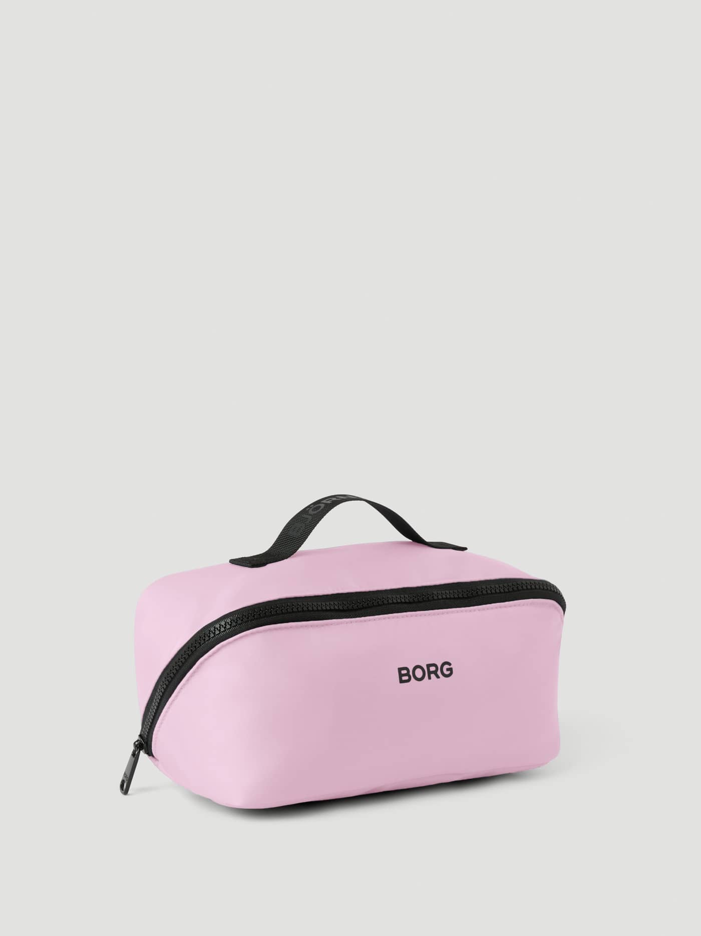 Borg Classic Wash Bag in Pink Lady (Rosa) fürs Training mit schwarzem BORG-Logo und Tragegriff oben. - Image 2