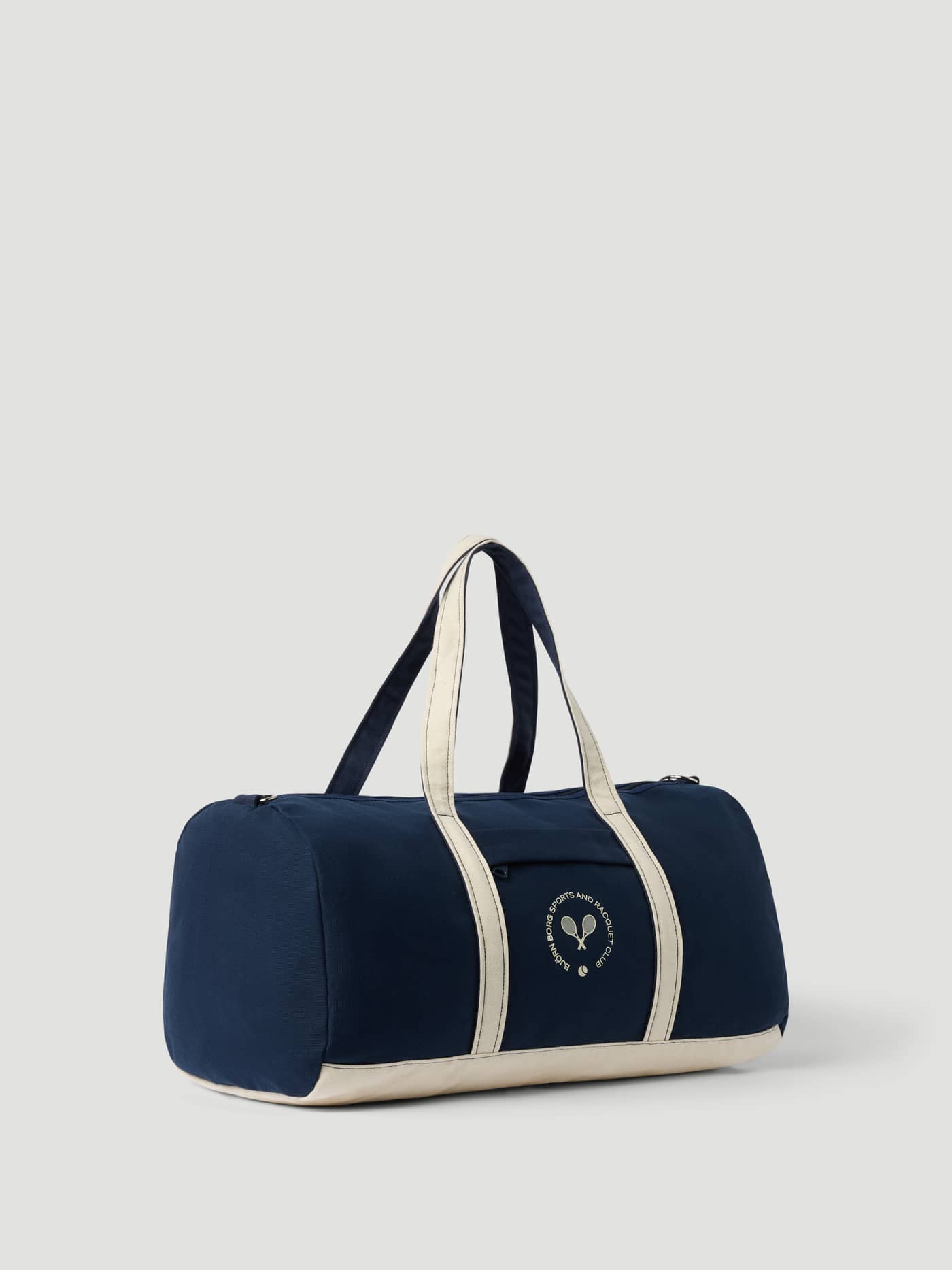 Ace Canvas Sports Bag 38L in Night sky (Navy) cotton canvas featuring white straps for tennis and training. - Image 4