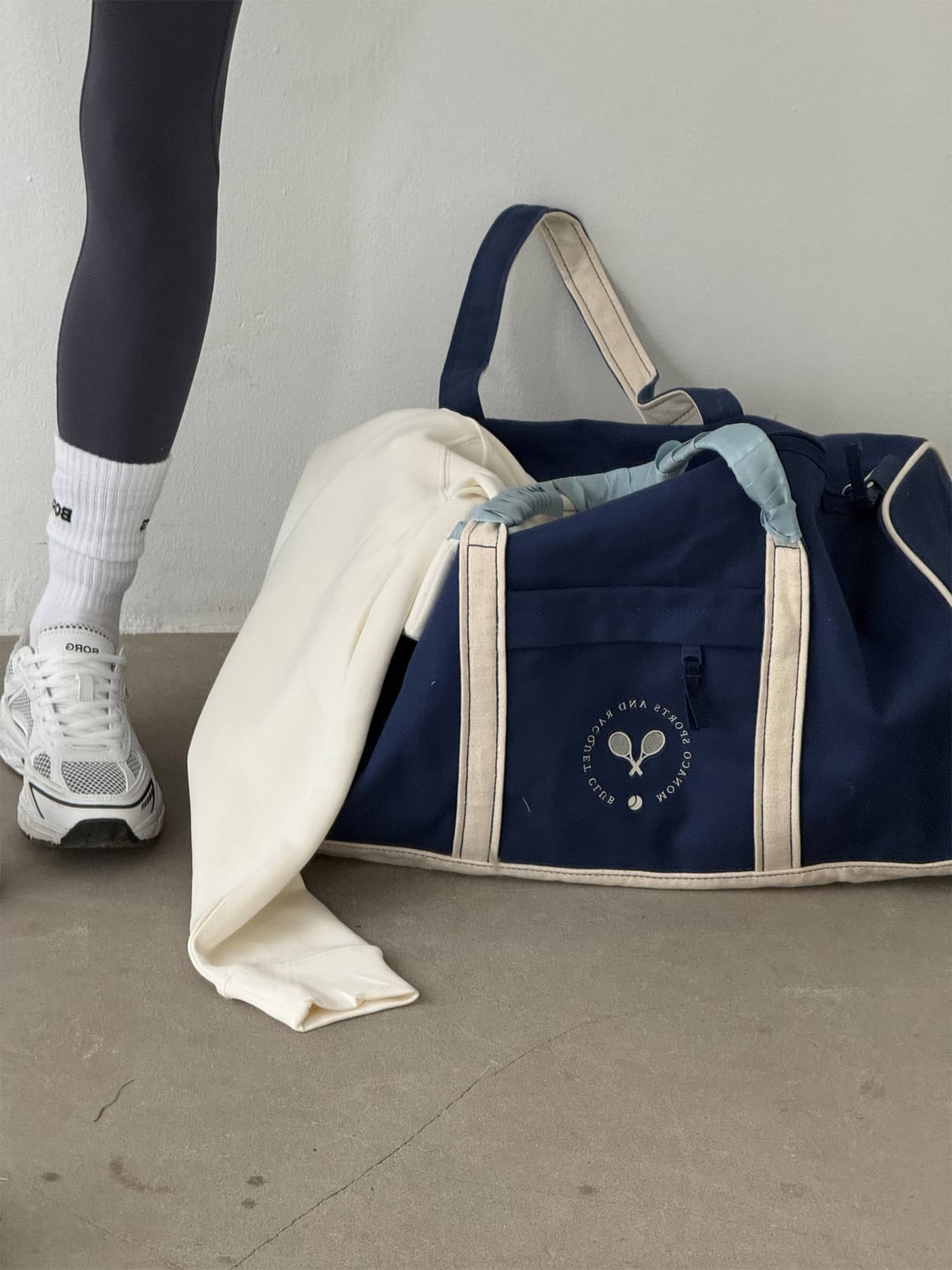 Ace Canvas Sports Bag 40L in Blue Depths (Blue) crafted from durable cotton canvas, ideal for tennis and training. - Image 3