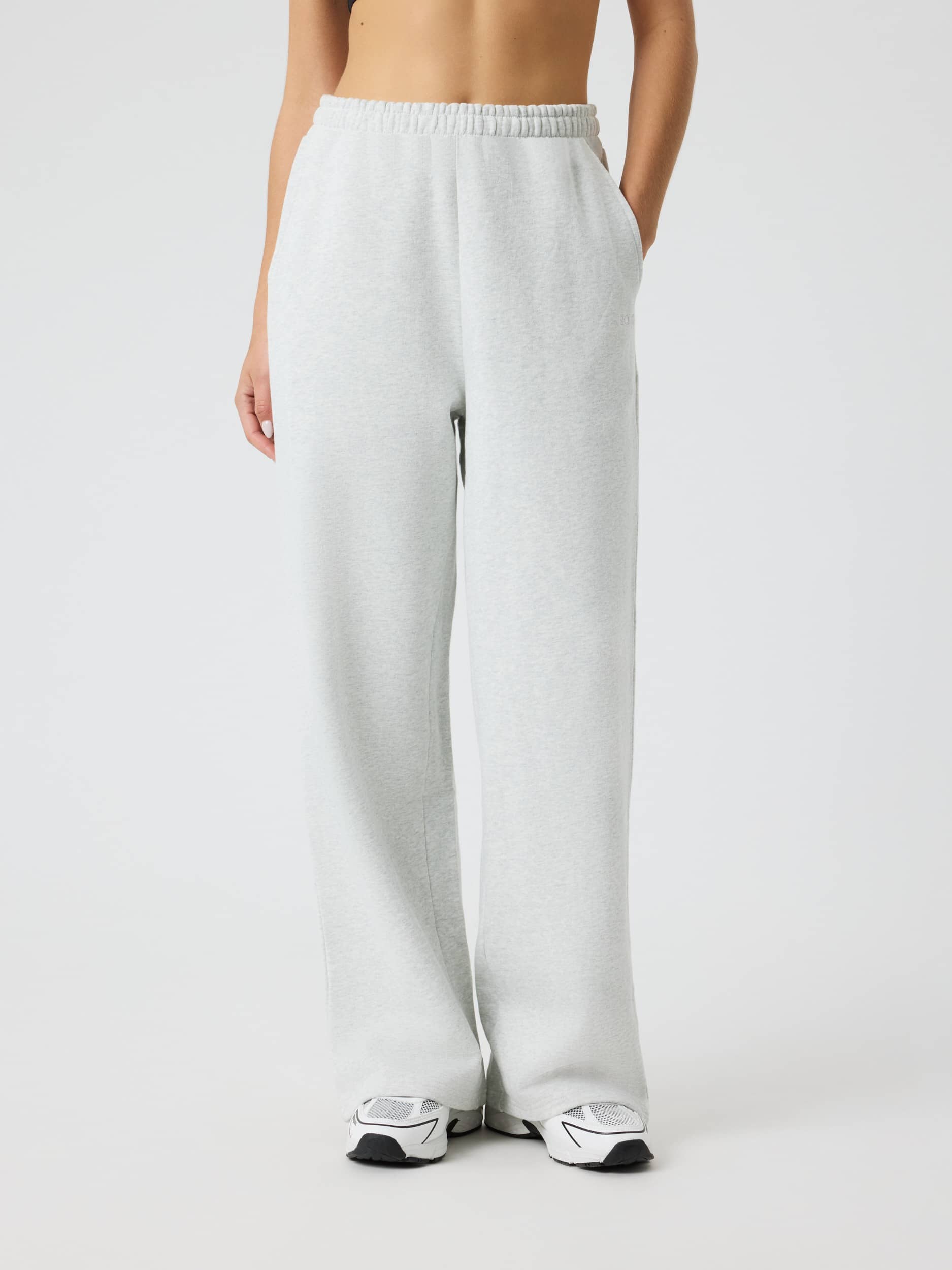 Studio Oversized Straight Sweatpants - Ultra Light Grey Melange