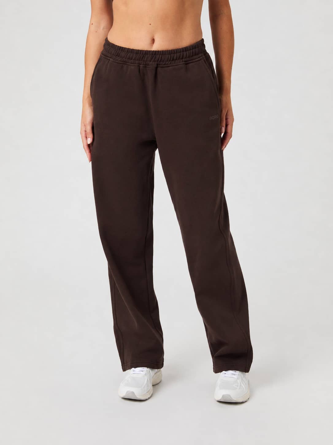 Studio Oversized Straight Sweatpants in Coffee Bean (Brown) with a relaxed straight-leg fit and tonal logo detail. - Image 2
