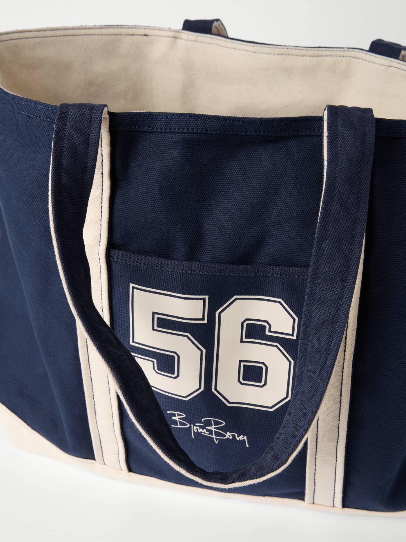 Ace Canvas Tote 30L en Night sky (Bleu marine) en toile de coton avec imprimé 56 crème pour le tennis. - Image 6