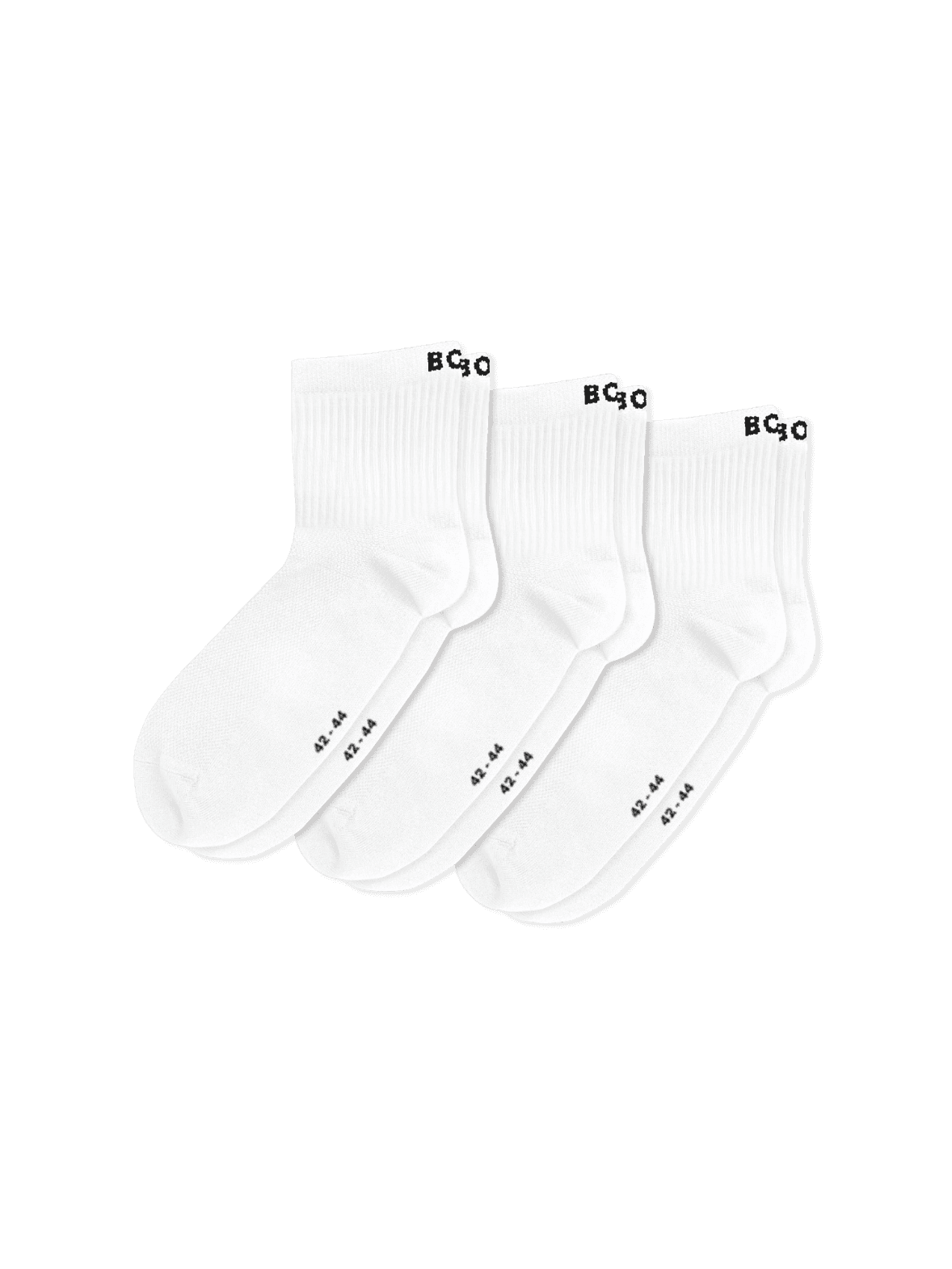Sports Mid Ankle Socks 3-pack in white, featuring breathable mesh and black BORG logos for training performance. - Image 1