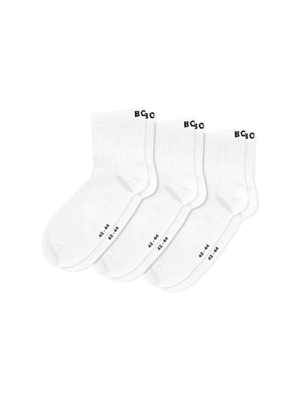 Sports Mid Ankle Socks 3-pack blanc avec mesh respirant et logos BORG noirs pour le training.