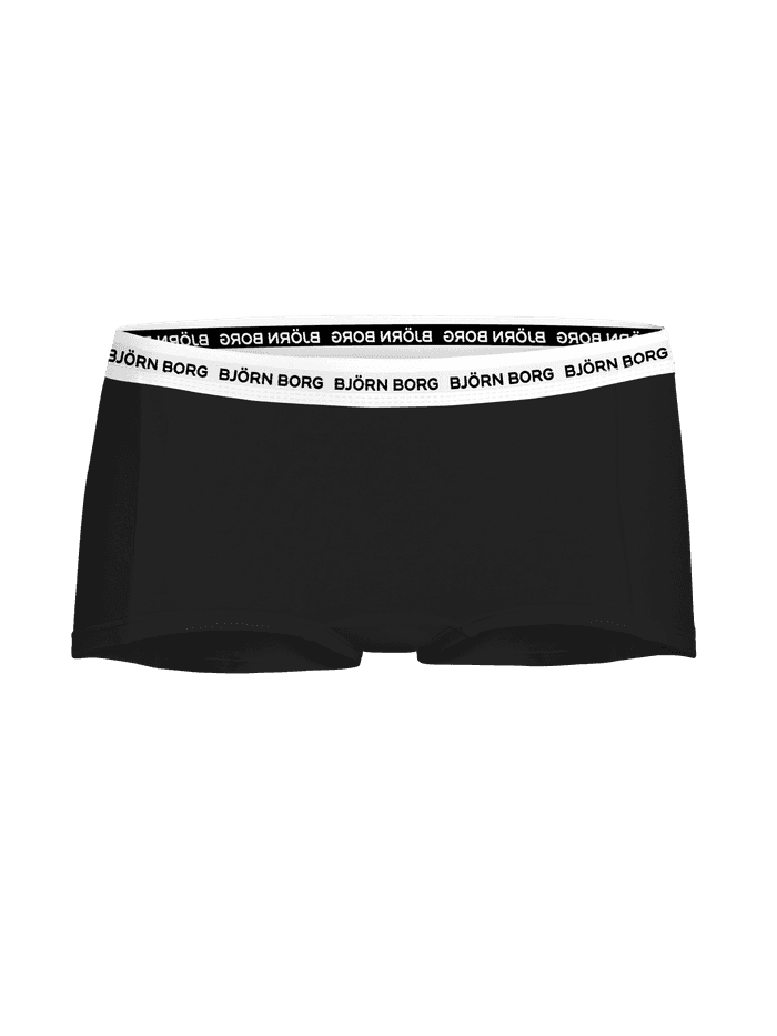 Vooraanzicht van de zwarte Cotton Stretch Logo Boxer Shorts 3-pack voor kids met witte logo-tailleband. - Image 2