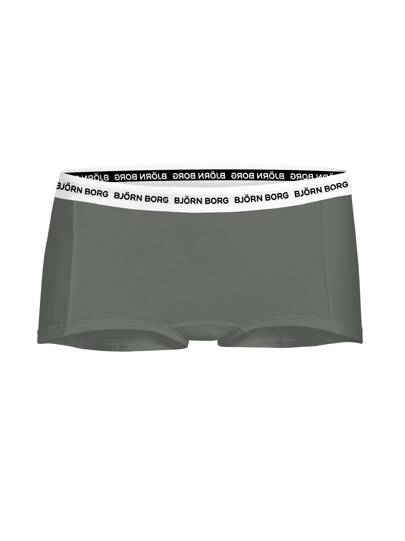 Cotton Stretch Logo Boxer Shorts 3-pack vert en coton pour enfant avec une ceinture blanche et des logos noirs. - Image 3