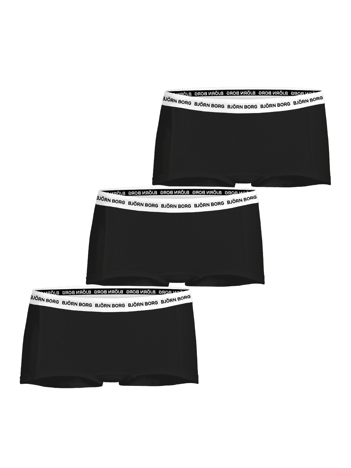 Kids' Cotton Stretch Logo Boxer Shorts 3-pack in black, with a white logo waistband for a comfortable fit. - Image 1
