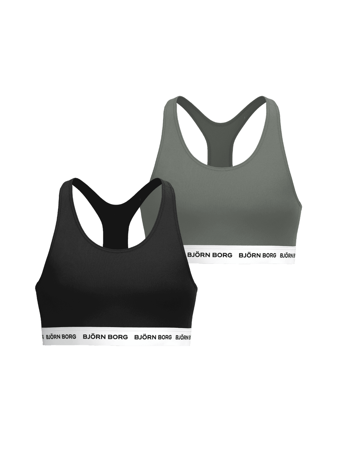 Green and black Cotton Stretch Logo Soft Top 2-pack for kids, featuring a racerback and iconic branded elastic. - Image 1