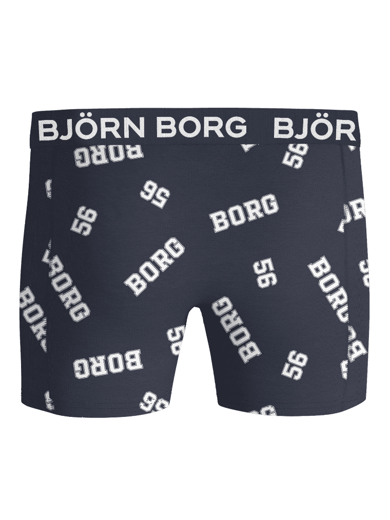 Cotton Stretch 56 Boxers 3-pack i marinblå bomullsstretch med vitt BORG 56-tryck och vit logotyp på resåren. - Image 3