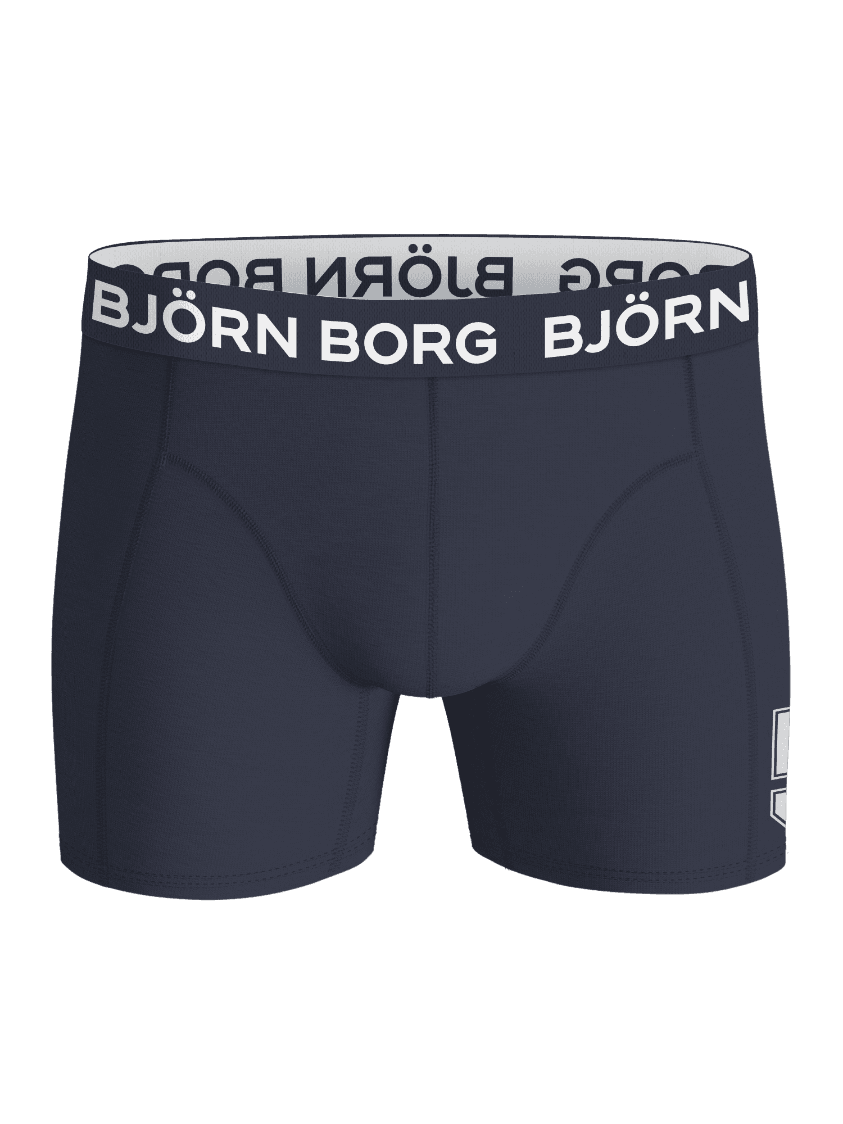 Frontvy av Cotton Stretch 56 Boxers 3-pack i marinblått, mjuka boxershorts med vit logotyp på ett midjeband i microfiber. - Image 4