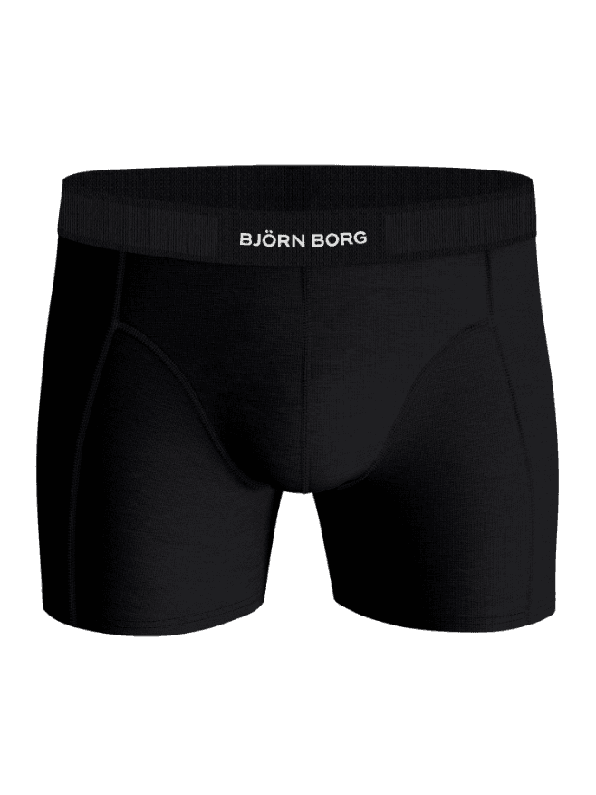 Organic Cotton Stretch Boxers 2-pack i Sort set forfra med et hvidt logo og en funktionel pasform. - Image 2