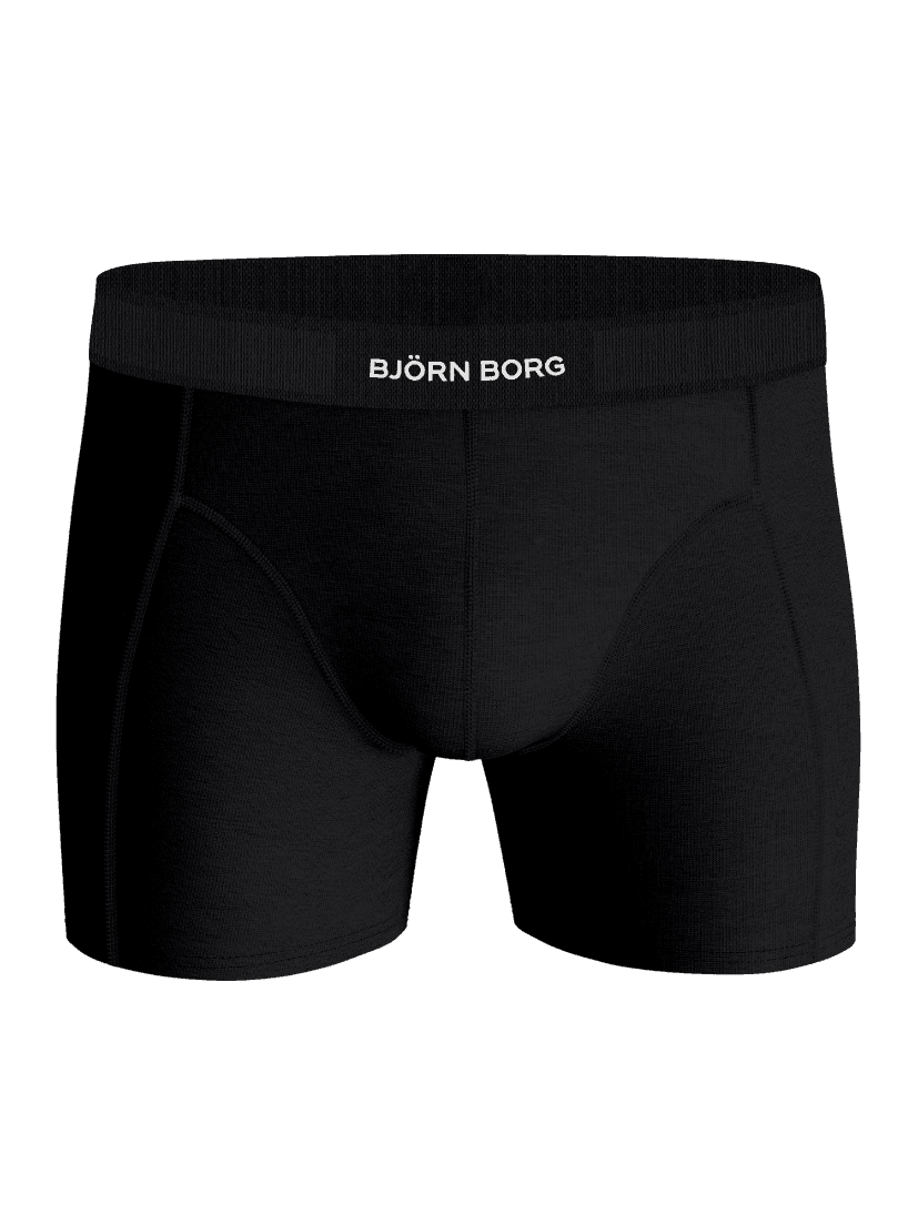 Vorderansicht der schwarzen Organic Cotton Stretch Boxers 3-pack mit weißem Logo am elastischen Gummibund. - Image 2