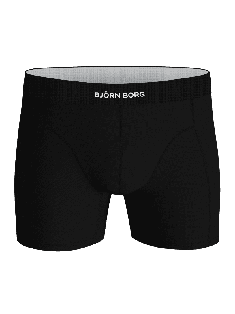 Vorderansicht der schwarzen Organic Cotton Stretch Boxers 3-pack Boxer Briefs mit weißem Logo-Gummibund. - Image 2