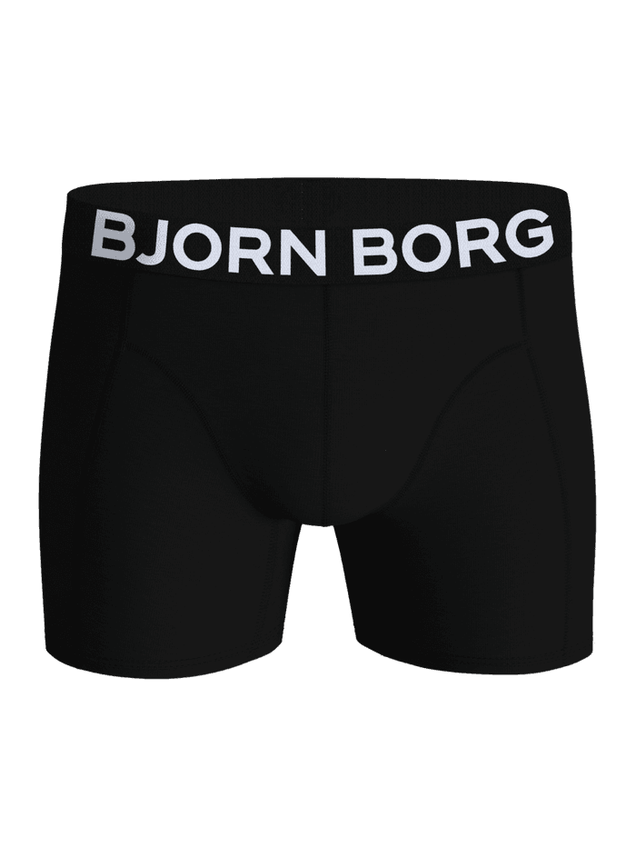 Organic Cotton Stretch Boxers 3-pack featuring black solid boxer briefs with a white logo on the waistband. - Image 2