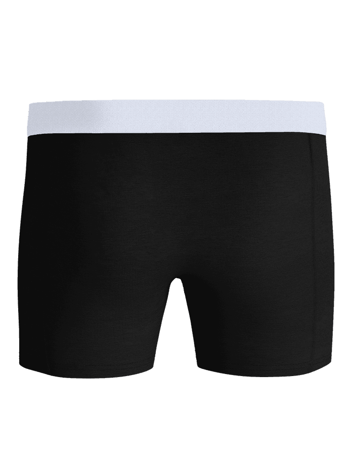 Organic Cotton Stretch Boxers 3-pack in Zwart, achteraanzicht van de zachte boxershorts met een witte tailleband. - Image 4