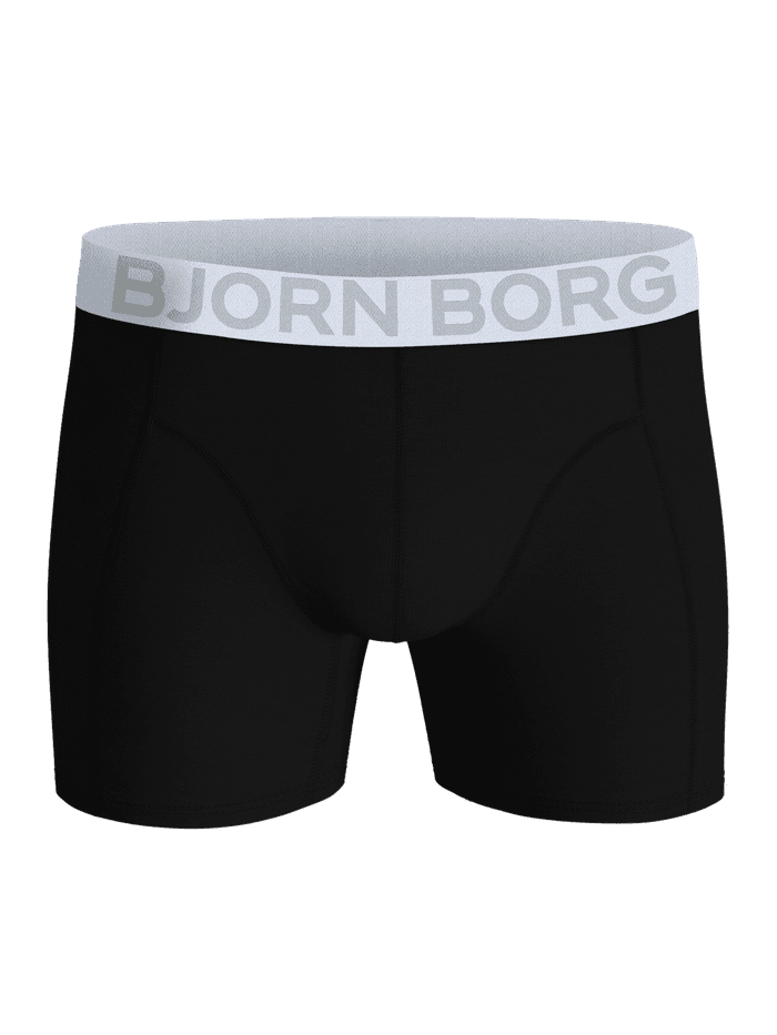 Zwarte boxershort uit de Organic Cotton Stretch Boxers 3-pack met witte logotailleband in vooraanzicht. - Image 3