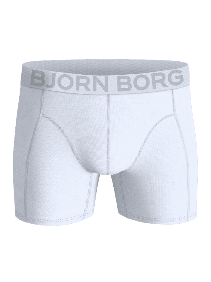 Vooraanzicht van de witte Organic Cotton Stretch Boxers 3-pack met een grijze logotailleband. - Image 5